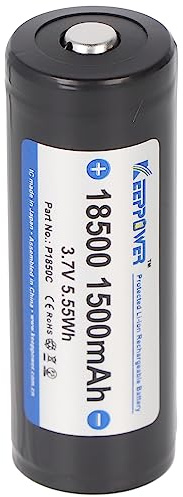 Keeppower 18500 li-Ion Akku 1500mAh, 3,6V - 3,7V Li-Ion-Akku geschützt ca. 52,8x18,5mm Abmessungen