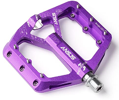 Pédales de Vélo de Montagne - 3 Roulements, Plates, 1,4 cm - VTT Violettes (A001 Violet)