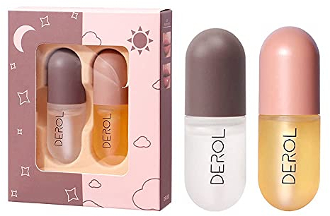 2 Pcs Lip Plumper Set Natural Makeup Plumping Lip Gloss Lip Care Serum Kit For Derol Lip Plumper Lip For Fuller Hydrated Beauty Lips (Set A)