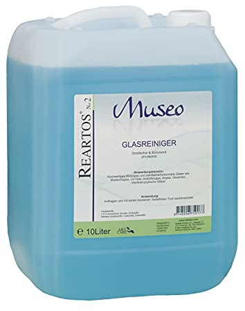 Glasreiniger für beschichtetes Glas, Museumsglas, Schaufenster Vitrinen, Klimaglas, Reartos Museo, 10l Kanister