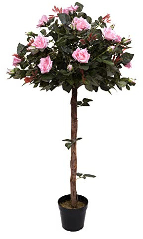 Artificial Pink Rose Tree 30 Flowers 120cm/4ft
