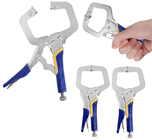 3 Pack Metal Grip Locking C Clamp, 6 inch Welding Clamps Set, Welding Locking C Clamps Face Clamp for Woodwork Adjustable Fastener Quick Release Grip