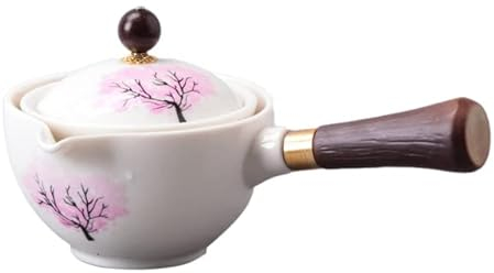 LINOC Kung Fu Tea Set 360 Teiera Girevole in Ceramica Tea Maker Infusore Semi-Automatico Gongfu Teaware Pot Cup