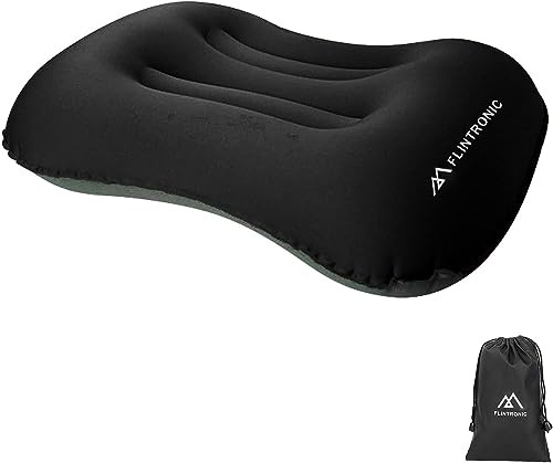 Cuscini da campeggio gonfiabile per collo, cuscino da spiaggia ultraleggero con borse portaoggetti, ergonomico per collo e supporto lombare