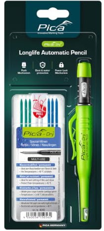 Pica Dry Bundle 30404 I Tieflochmarker 3030 + Spezial-Minen-Set 4040 | Mit Spitzer und Halteclip I 8 tlg. wasserstrahlfestes & permanentes Spezial-Minen-Set (3xgrün 2xweiß 3xblau)