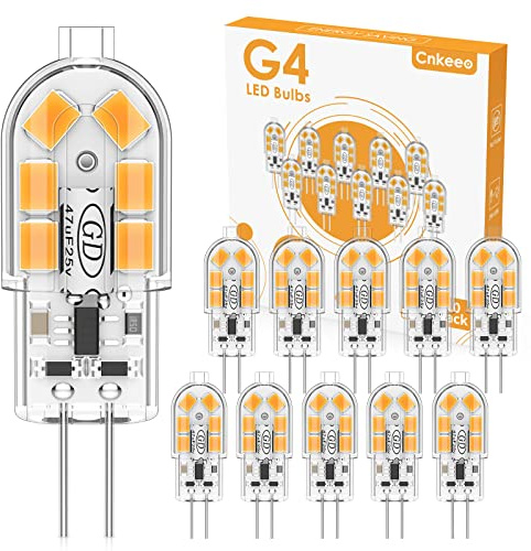 Cnkeeo Ampoule LED G4, LED G4 2W Équivalent 20W Lampe Halogène, Blanc Chaud 3000K 200LM Protection des Yeux Lumineux, non Dimmable, AC/DC 12V Économie Ampoules, 10PCs