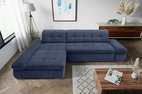 DOMO. collection Divano ad angolo Moric a forma di L, divano ad angolo, divano a forma di L, 300 x 172 x 80 cm (larghezza x profondità x altezza), blu scuro