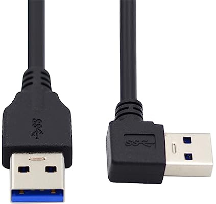 NFHK USB 3.0 Type-A Male to Straight 3.0 Type-A Male Data 5Gbps Cable 90 Degree Left Angled 40cm