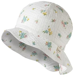 Sterntaler Sonnenhut Blümchen mit Nackenschutz - Sommerhut Mädchen aus anschmiegsamer Bio -Baumwolle - Sonnenhut Baby mit Aufdruck