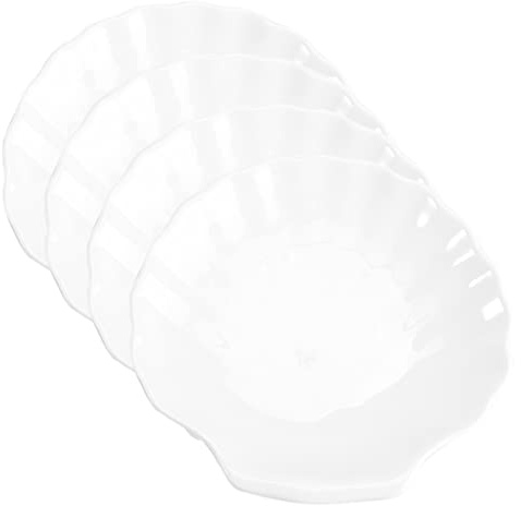 BESTonZON 4 Stück Muschelschale Westlicher Teller Sojasaucengericht Jakobsmuscheln Abendessen Mehrzweck-beilagenschale Aus Porzellan Schalen Mit Sojasauce Weiß Saucenbecher Gewidmet Keramik