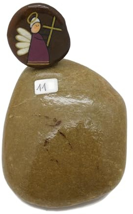 Andys Steinwelt Grabschmuck ca. 11-14 cm mit Schutzengel, personalisierbar, Grabsteine, Urnengrab, Grabbeigabe Todestag, Trauerschmuck, Beerdigung, Handmade by (Stein Nr. 11)