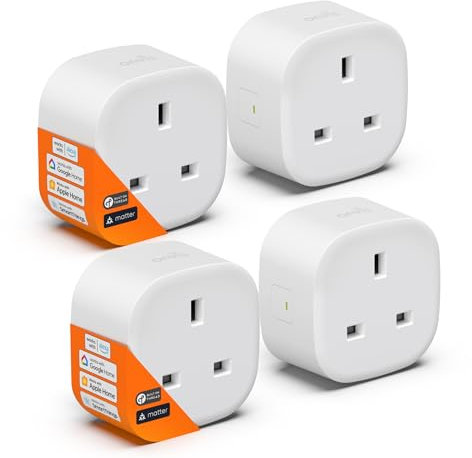 Onvis Matter Smart Plug, Thread Socket Works with Apple Home, Alexa, Google Home, SmartThings, Remote Control & Automate Appliances, Schedule & Timer, Fast Responsive, Extend Thread network (4 Pack)