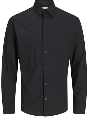 JACK & JONES Jprblaactive T-Shirt Stretch L/S Sn Chemise de Loisirs, Noir/Coupe : Slim fit, S Homme