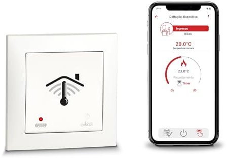 VEMER VE796001 OIKOS WIFI INT - Cronotermostato WiFi su Scatola da Incasso Rotonda (50x50), Termostato Smart con APP, Alexa e Google Home, Programmazione Settimanale, Alimentazione 230V, Bianco