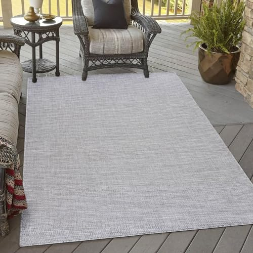Mazovia Groß Outdoor-Teppich Terrasse 200x300cm Anthrazit Grau Einfarbig | Balkon Teppich für Garten Wetterfest Pflegeleicht UV-Beständig Tierfreundlich Wasserabweisend Robust Kurzflor Minimalistisch