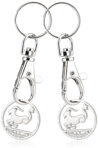 Robin Goods® 2 Porte clés jeton Caddie Capricorne | Pendentifs signe astrologique avec jeton amovible pour panier de courses