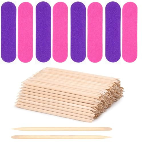 FMYODWU 100 pcs Cuticle Stick, bâton à ongles en bois avec deux extrémités, bâton à cuticules en bois orange, outils professionnels pour la manucure et la pédicure, pour la beauté, les ongles