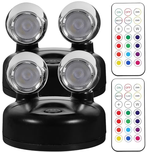 HOMSFOU 2 Stück LED Schrankleuchten: Batteriebetriebene LED-Spots mit Fernbedienung & 13 Farben, verstellbar - Für Innenbeleuchtung, Akzentbeleuchtung & Zuhause