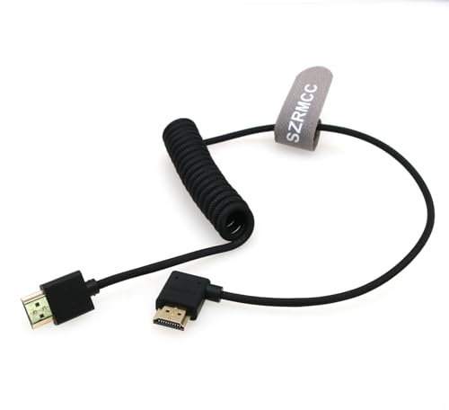 SZRMCC 8k 2.1 HDMI auf HDMI Rechtwinklig Ultra High Speed Spiralkabel für Z Cam E2 S-ony FX6 FX9 Canon EOS C70 C300 Portkeys BM5 Atomos Ninjav V Shogun Monitor