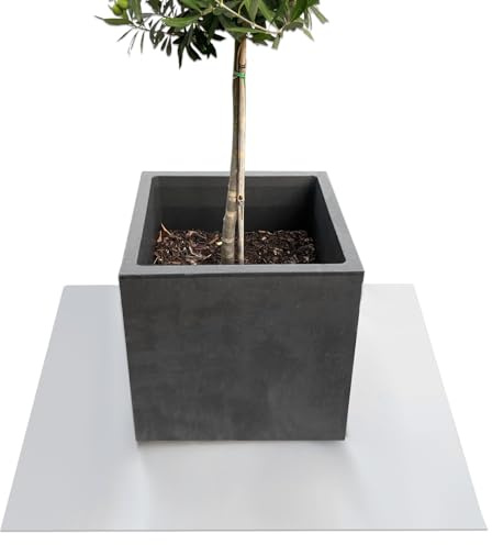 KARAT Untersetzer für Blumentopf, Blumenuntersetzer mit abgeschrägter Kante, Unterlage für Pflanztöpfe, Schutzmatte, Bodenschutzmatte, Blumentopfuntersetzer (Majesty) (Hellgrau, Eckig 90 x 90 cm)