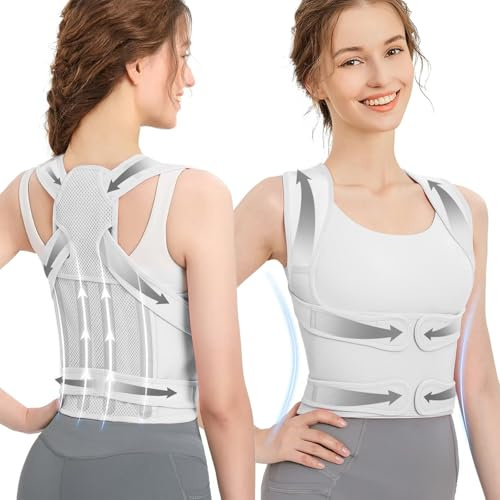 DAILIENFUS Rücken Geradehalter,Haltungskorrektur Rücken Damen Und Herren Verstellbare Haltung Korrektur Gurt Atmungsaktive Back Posture Corrector-Verstellbare Gerade Haltungstrainer (Grau, S)
