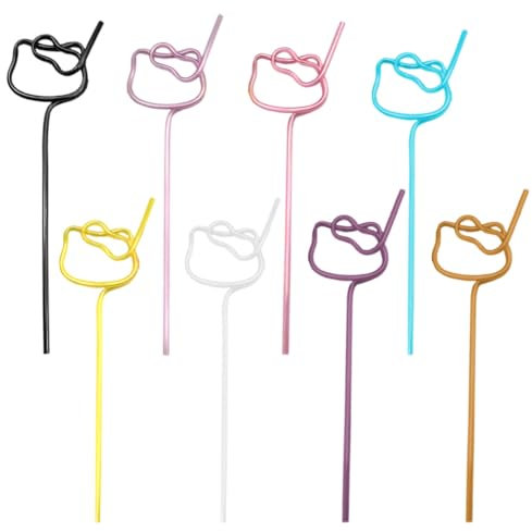 GXGM Cannucce Colorate Cannucce Ricci Forma di Gatto, 8 Pezzi