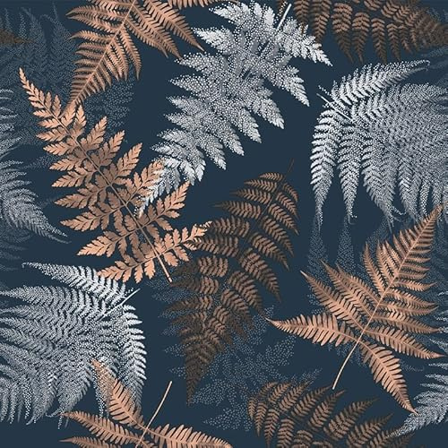 PVC Tischdecke Farn BLAU Wachstuch • Breite & Länge wählbar • grau beige anthrazit, Größe:120 x 120 cm