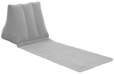 Sarini Outdoor Travel Triangle Inflatable Cushion With Flocking Fabric - Backrest Waterproof Folding Back Chair for Beach and Camping (Grey)
