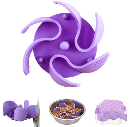 Hunde Langsamer Fressnapf Hundenapf Slow Feeder Slow Feeder Hundenapf Einfügung Anti Schling Napf Hund Reduzieren Übermäßiges Essen für Hunde und Katzen Schneidbar Lila