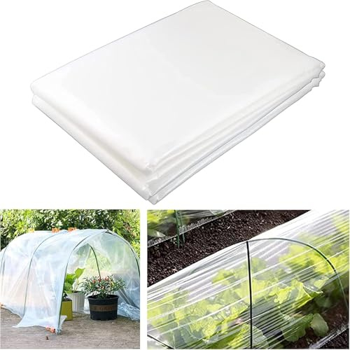 Extra Thick Clear Heavy Duty Polythene Sheeting, Plastic Dust Waterproof Sheets, Garden Grow Polythene Cover Sheets, for Gardening Insulation Building Rubble Protection (4Mx2M)