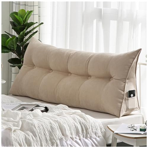RDIAYDN Lesekissen FüR Bett, Kissen Bett RüCkenkissen, RüCkenkissen Bett, Lesekissen FüR Bett Und Sofa, RüCkenstüTzkissen Lesekissen Wandkissen Zum Anlehnen Im Bett,Khaki,80cm
