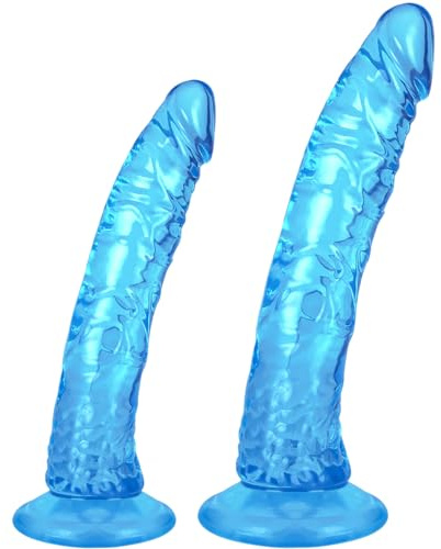 Gode Réaliste Godemichet Bleu Pénis Silicone Gelée,Godemiché Plug Anal avec Ventouse Forte,Masturbateur de point G Portable Sex toys jouet sexuel pour Femmes Hommes (bleu/S+M)