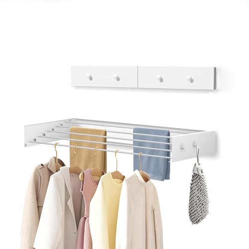 Buithafu Tendedero plegable para montaje en pared, soporta hasta 25 kg, ahorra espacio, ideal para baño, balcón y apartamentos pequeños, fácil instalación (5 varillas de secado de 60 cm)
