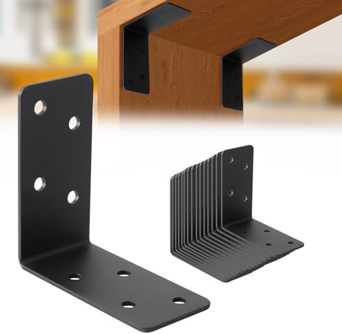 L-Shape Brackets 16PCS,3x3x1.5 14-ga Steel Shelf Bracket,90 Degree Angle Brackets, Corner Bracket for Furniture,Bed,Wood Post