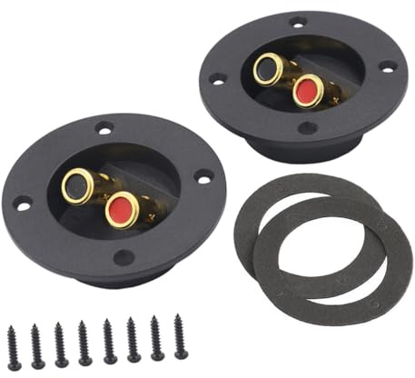 Gadpiparty 2pcs Car Speaker Box Terminal Cups 2-way Gold-plated Speaker Wire Connector for Subwoofer and Diy Audio Systems in Car and Home