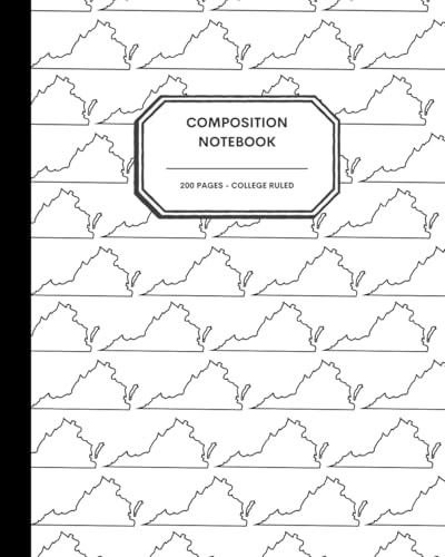 8x10 Composition Notebook - 200 College Ruled Pages - Virginia State Outline Notebook Journal with Clean White Background for Kids, Preteens, Teens and Adults