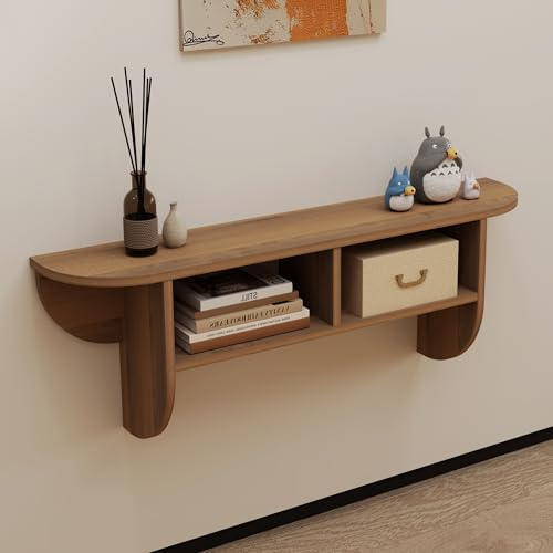 Pmnianhua Table Console en Bois Massif Flottant, Table d'entrée Étroite Montée sur le Mur avec Étagère de Stockage, Étagères Modernes de Canapé, Petites Tables d'entrée pour l'Entrée, Couloir