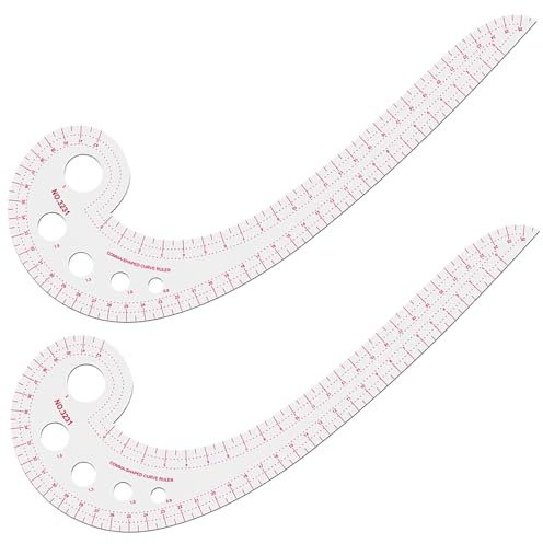2-Piece Comma-Shaped French Curve Ruler Set – Precision Drafting Tool for Garment Pattern Making, Sleeve Design & Tailoring (Ideal for Beginners & Fashion Designers)