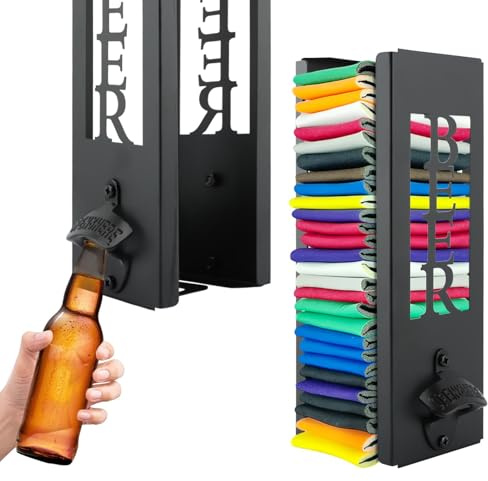 Soporte 2 en 1 para enfriador de latas con abrebotellas, dispensador organizador de almacenamiento para latas de cerveza, bar familiar, regalo de metal para hombres y mujeres (color: negro)