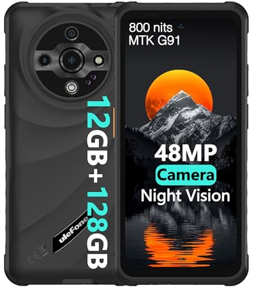 Ulefone Armor X31 Smartphone Resistente, 12GB+128GB/SD-2TB, 6050mAh Movil Irrompible IP68/IP69K, Cámara 48MP+20MP con Visión Nocturna, Android 14, Pantalla HD+ 6.56 90Hz, 4G Dual SIM, NFC, GPS, Negro