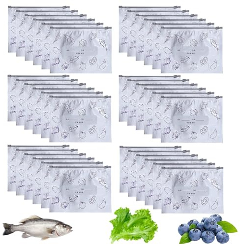 Ahuuen Sacs de Stockage Réutilisables pour Aliments - Sacs de Congélation Réutilisables pour Stockage Alimentaire - 30 Pièces Sachets Étanches Accessoires de Cuisine pour Déjeuner Légumes Céréales