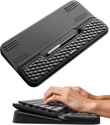 Vaydeer Keyboard Stand with Wrist Rest, Memory Foam, Black | Memory Foam Support, Non-Slip Base, Adjustable Tilt, For Keyboard, Mouse and Desk Use