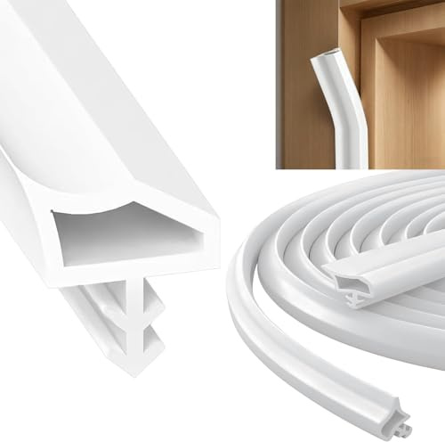 25M Türrahmen Dichtungsband für Schallschutz, Weiß Türanschlagdichtung, Zugluftstopper und Türdichtungen, für Feuchtigkeitsbest, Kälteschutz und Kollisionsvermeidung, Einfache Montage