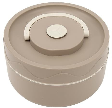 Tnfeeon Thermal Lunch Container, 304 Stainless Steel, Portable Insulated Food Container, 420ml Round Shape for Work and School (Insulated Style, Dark Coffee)