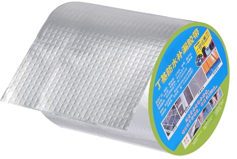 QUARKZMAN Nastro Multiuso In Butile 15 Cm X 5 M Nastro Impermeabile In Alluminio Per Riparazioni Finestre Barche Sigillatura Tubi Vetro Riparazioni Tetti (Argento, Confezione Da 1)