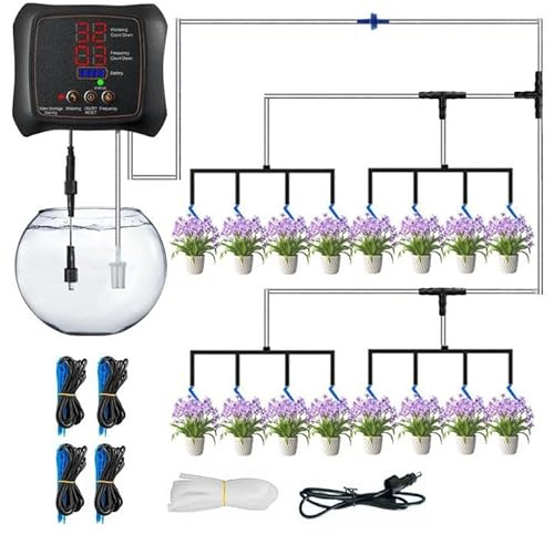 Système d'arrosage automatique, Kit arrosage automatique goutte à goutte pour 16 plantes, Arrosage automatique balcon & intérieur, Irrigation programmée, Rechargeable