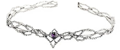 HYFEUOKF Tiara de corona de elfos for mujer, diadema de circonita con forma de gota de agua, accesorios for el cabello de novia, regalos, joyería, tocados de boda(Silver Purple)