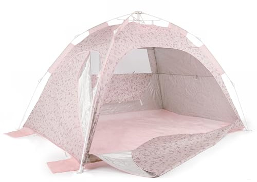 Bieco Strandmuschel Pop Up XXL – Quick-Up Strandzelt Schnellaufbau mit UV Schutz 80+ – Sonnenschutz & für Baby, Kinder & Familie – Automatik Zelt 3–4 Personen – Dreamy Flowers