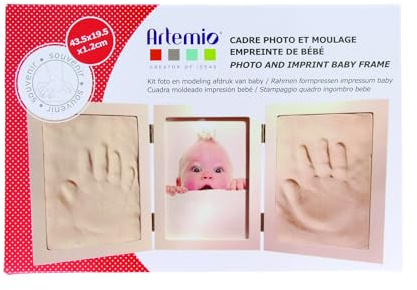 Artemio 13040007 - Cornice con Impronte di Neonati e Foto, Gesso, Bianco, 30 x 3,5 x 20 cm