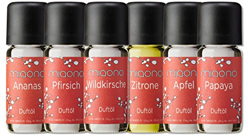 Duftöl Set - frische Früchte - feiner Raumduft - Ananas, Apfel, Papaya, Pfirsich, Wildkirsche, Zitrone - Aromaöl für Duftlampe und Diffuser von miaono
